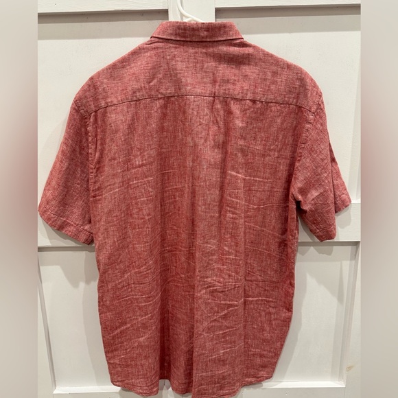 Men's Red Button-Up Shirt Linen - Picture 2 of 4